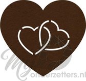 Hart in hart vilt onderzetters  - Donkerbruin - 6 stuks - 10 x10 cm - Tafeldecoratie - Glas onderzetter - Valentijn - Cadeau - Woondecoratie - Tafelbescherming - Onderzetters voor