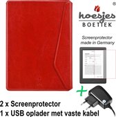 SleepCover Geschikt voor Kobo Clara HD Hoes Rood + Screenprotector + Oplader