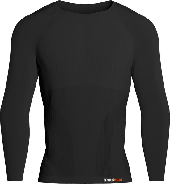 Knap'man Pro Performance Baselayer Shirt voor Heren | Baselayer Compressieshirt | Lange mouwen | Zwart | Maat XL