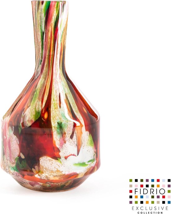 Design vaas Bottle benito small - Fidrio MIXED COLOURS - glas, mondgeblazen bloemenvaas - hoogte 25,5 cm