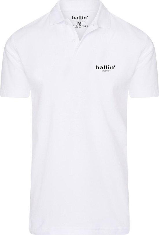 Heren Polo SS met Ballin Est. 2013 Basic Polo Print - Wit - Maat XXL