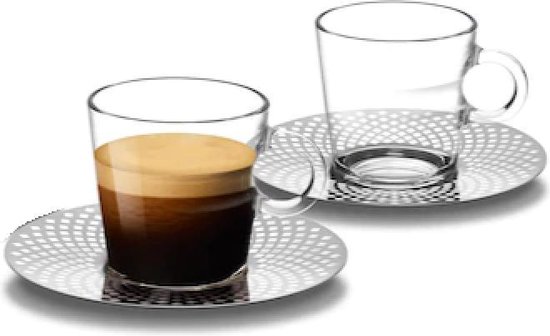 Nespresso View Collection Set of 2 Espresso Glasses and Saucers (80 ml