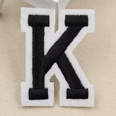 Alfabet Letters Strijk Embleem Patches Zwart Wit Letter K / 4 cm / 5 cm