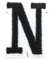 Alfabet Strijk Embleem Letter Patch Zwart Wit Letter N / 3.5 cm / 4.5 cm