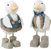 J-Line Eendje Staand Jute Wit/Blauw Small Assortiment Van 2