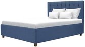 Volwassen bed 140 x 190 cm + opbergbox - Donkerblauwe stof - Bedbodem inbegrepen - EMILY