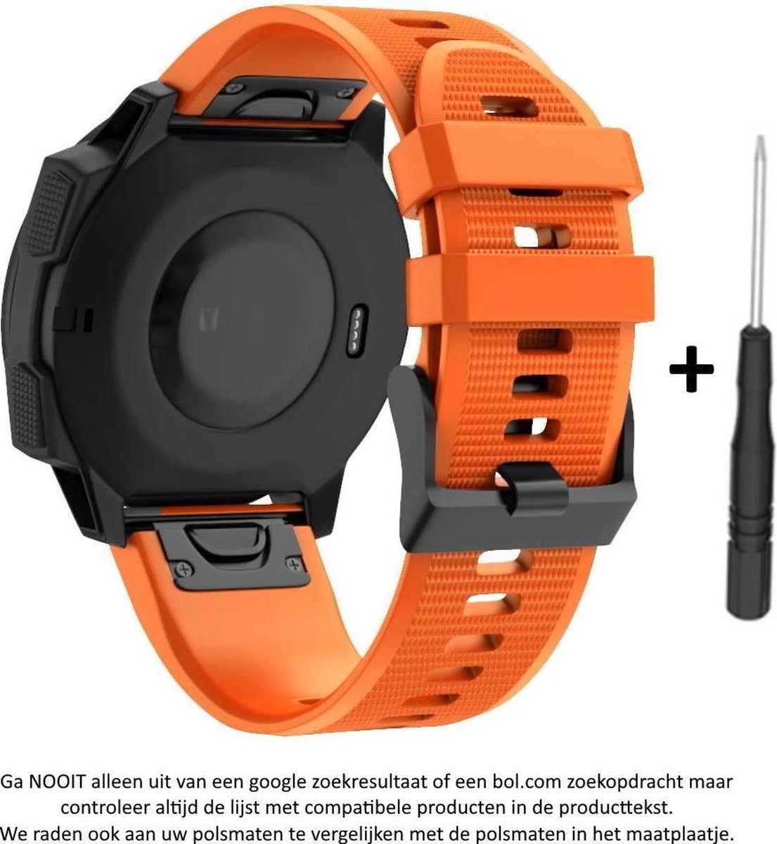 Siliconen Sporthorlogebandje - Geschikt voor Garmin - 26 mm Quickfit - Oranje