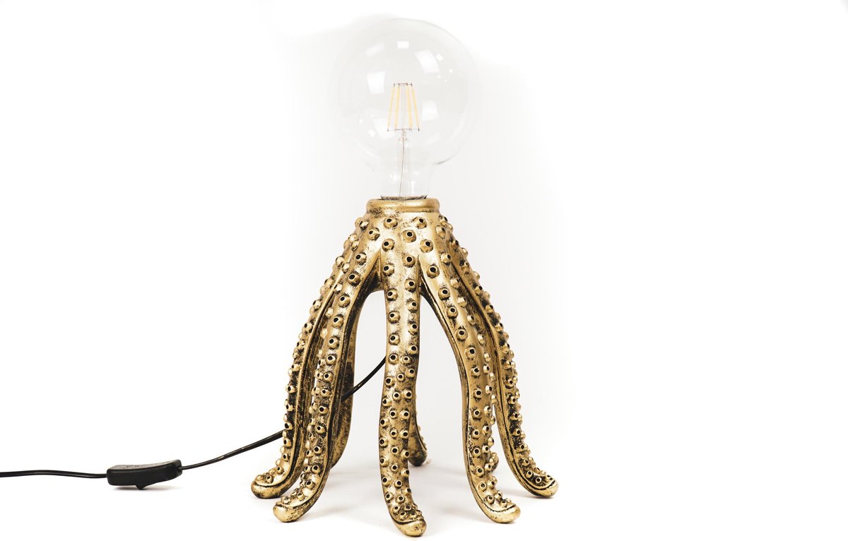 Housevitamin Tafellamp - Octopus goud - Tafellamp - Tafellamp dier - Tafellamp goud - Grappige lamp - Dieren lamp