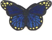 Vlinder Strijk Embleem Patch Donker Blauw Zwart 8 cm / 5 cm / Blauw Zwart