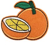 Sinaasappel Manderijn Strijk Embleem Patch Oranje 5.5 cm / 5 cm / Oranje Geel Wit