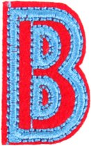 Alfabet Letter Strijk Embleem Patches Rood Blauw 3 x 2 cm / Letter B