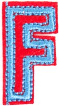 Alfabet Letter Strijk Embleem Patches Rood Blauw 3 x 2 cm / Letter F