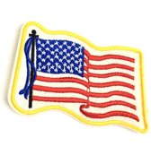 Vlag Amerika USA Strijk Embleem Patch 9.4 cm / 6.3 cm / Blauw Rood Wit Geel