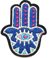 Fatima Hand Strijk Embleem Patch 4.8 cm / 5.9 cm / Blauw Beige Roze