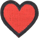 Klein Rood Hartje Met Zwarte Rand Strijk Embleem Patch 4.5 cm / 4.5 cm / Rood Zwart