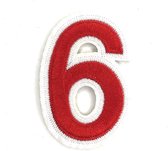 Cijfer Nummer 0 Tot En Met 9 Strijk Emblemen Rood Wit Cijfer 6 / 5.6 cm / 8 cm