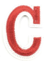 Alfabet Letter Embleem Strijk Patch Rood Wit Letter C / 3.5 cm / 4.5 cm