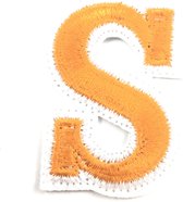 Alfabet Letter Strijk Embleem Patch Oranje Wit Letter S / 3.5 cm / 4.5 cm