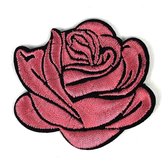 Gekleurde Roos Strijk Embleem Patches 6,5 x 6 cm / Roos Roze