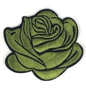 Roos Strijk Embleem Patches Keuze uit 9 kleuren 6,5 x 6 cm / Roos Groen