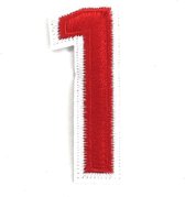 Cijfer 0 Tot En Met 9 Strijk Emblemen Rood Wit 8 x 3.4 cm / Cijfer 1