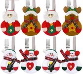 Kerstbestek - Kerstaccessoire - 12,5 x 10 cm - 4 stuks - Kerstman - Sneeuwpop - Rendier - Kerst