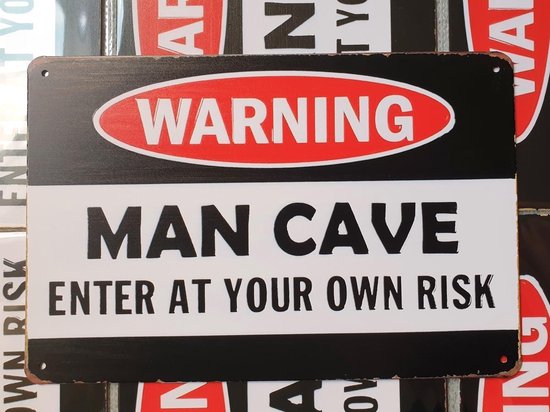 Mancave | Enter at your own risk | wandborden metaal | 20 x 30cm