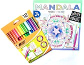 Kleurboek voor kinderen ''Unicorn'' + 12 BIC viltstiften - Mandala eenhoorn - Mandala dieren - Kleuren voor kinderen - Viltstiften voor kinderen - Kleuren - Stiften - Kleurboek voo