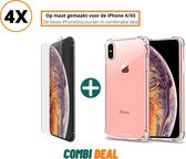 iphone xs anti shock hoes | iPhone XS A1920 siliconen case | iPhone XS schokbestendige hoes + 4x iPhone XS tempered glass screenprotector