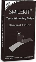 SmileKit Charcoal Whitening Strips - Zonder Peroxide - 100% Natuurlijk - 28 Tandenbleek Strips - Witte Tanden