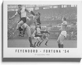 Walljar - Poster Feyenoord met lijst - Voetbal - Amsterdam - Eredivisie - Zwart wit - Feyenoord - Fortuna '54 '67 - 40 x 60 cm - Zwart wit poster met lijst