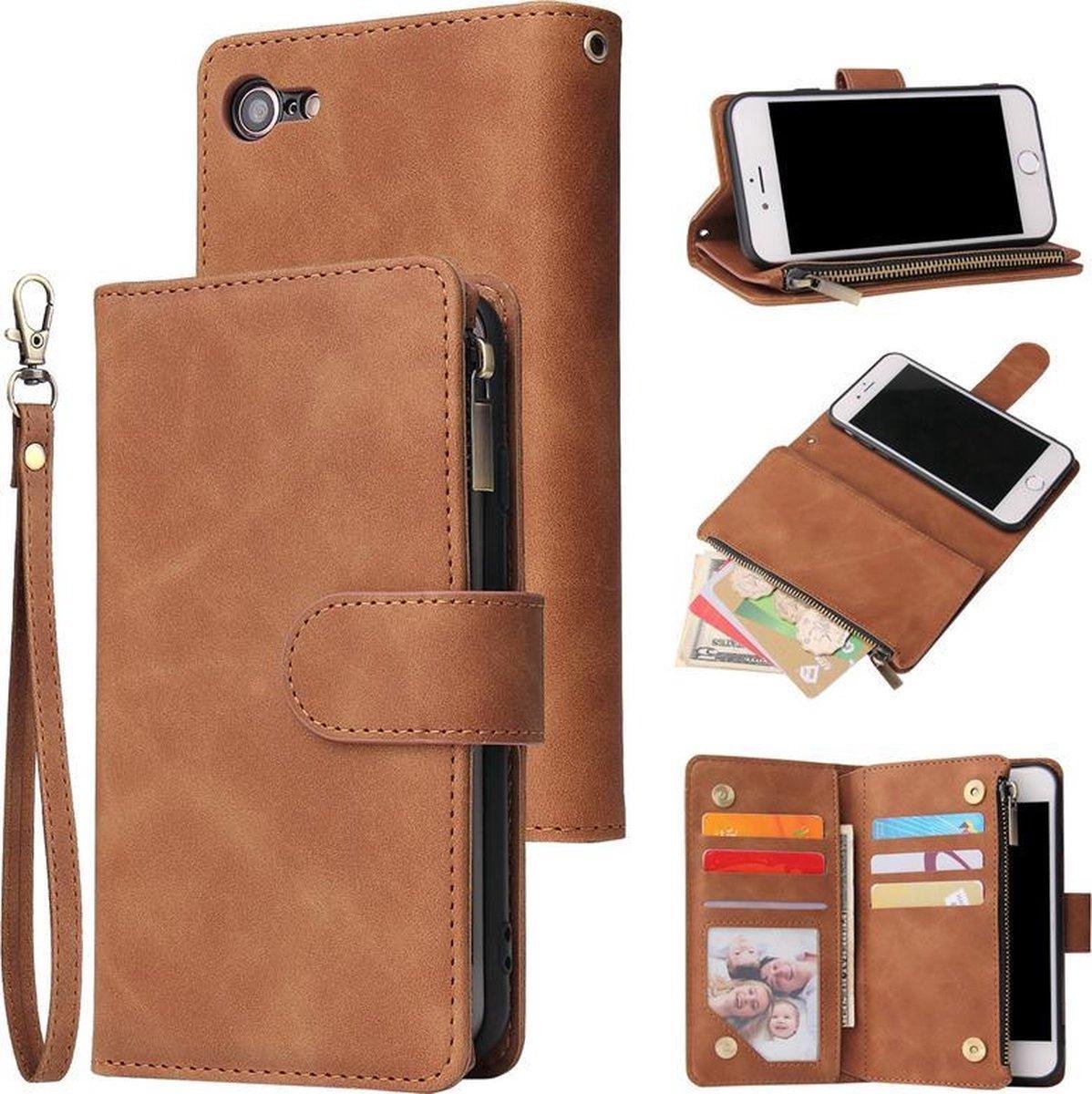 Geschikt voor Apple iPhone 7 - 8 Bookcase - Bruin - Portemonnee hoesje