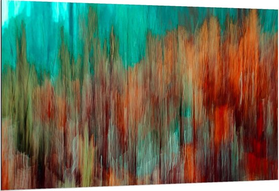 Dibond - Abstracte vegen Rood/Blauw - 150x100cm Foto op Aluminium (Met Ophangsysteem)