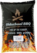 OldschoolBBQ Premium Barbecue pellets Alder - Elzen 9 kg BBQpellets - houtpellets - grillpellets geschikt voor pizza oven, pellet bbq, grill en smoker