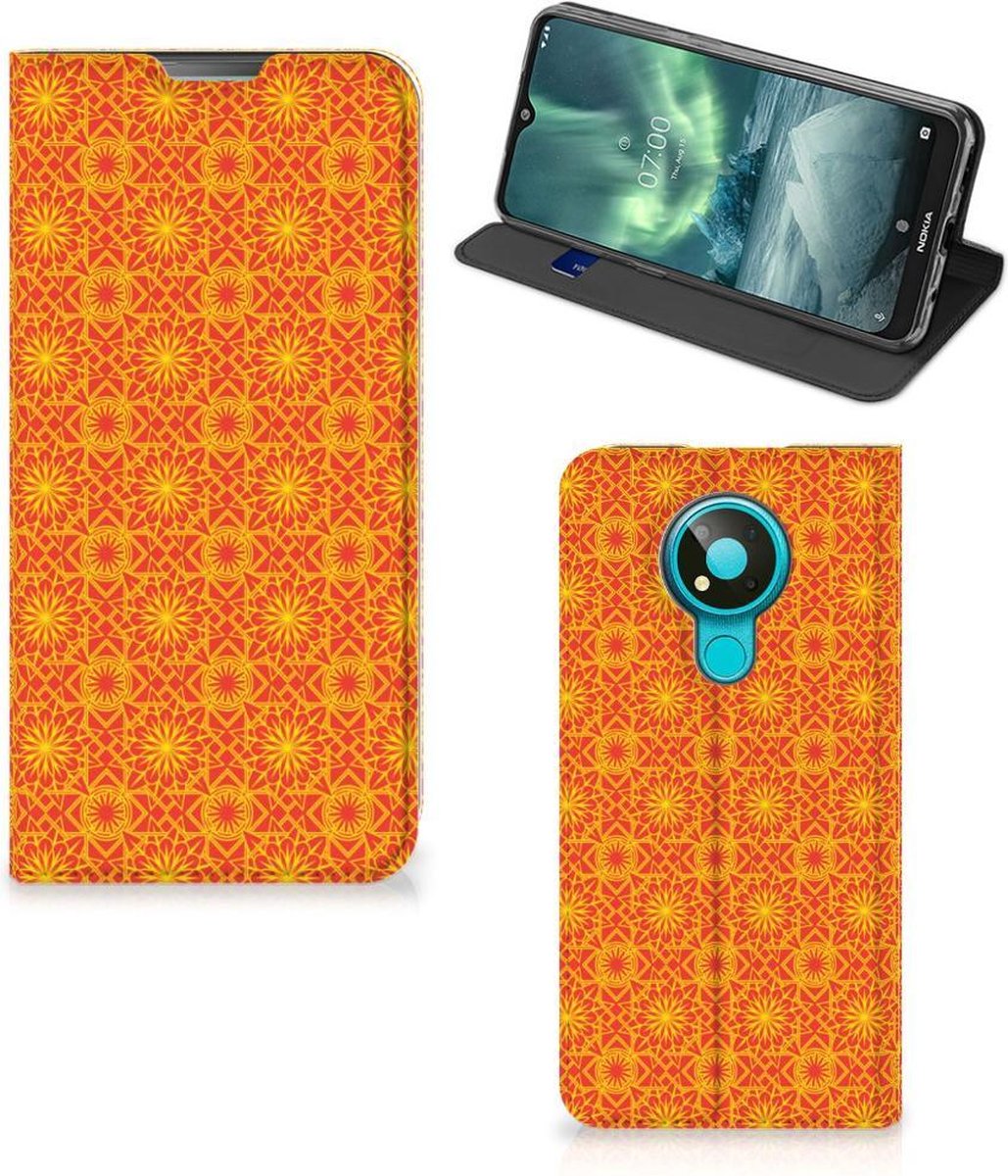 Nokia 3.4 Hoesje met Magneet Batik Oranje op Prijzenvolger.com