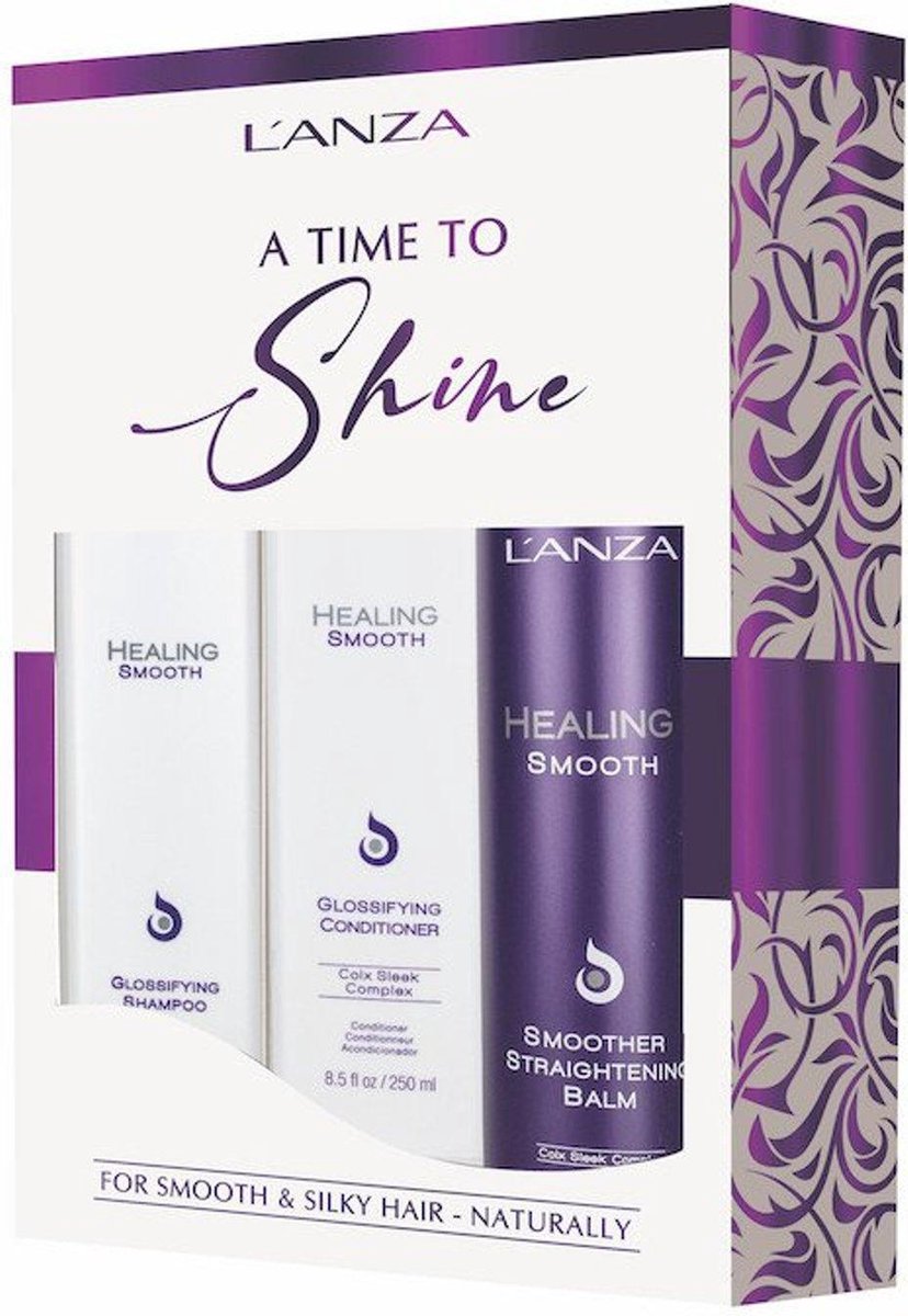 L'anza Healing Smooth set 2 + 1 gratis - Glossifying shampoo - Glossifying conditioner Smoother straightening balm