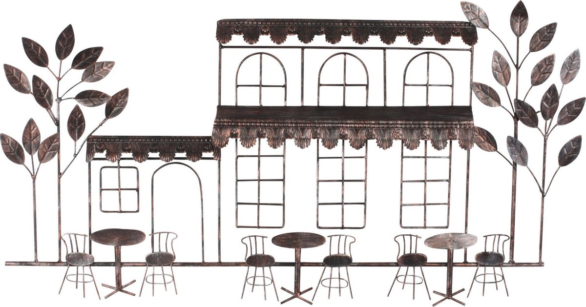 Wanddecoratie - restaurant - metaal schilderij - frame art - 100 x 52 cm