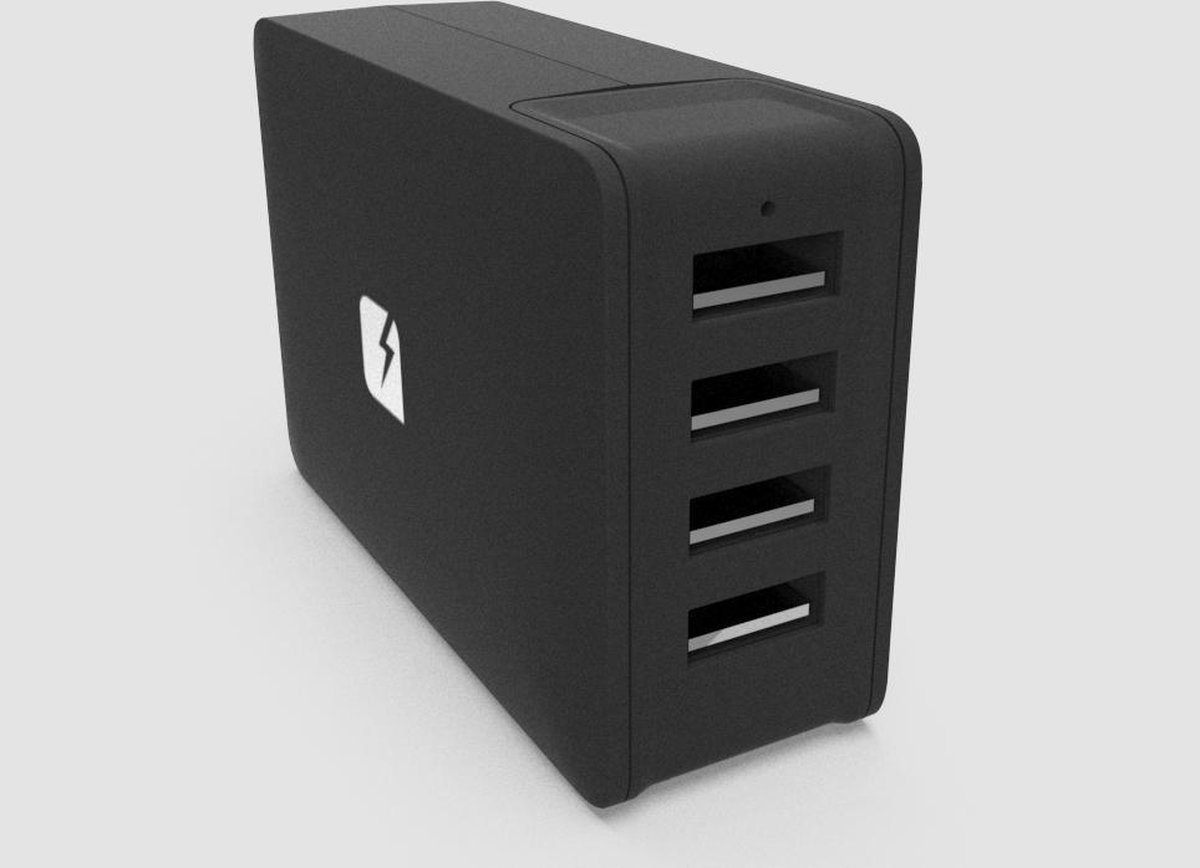 Multi USB oplader met VS stekker - 4 USB oplaad poorten - 4.8A - Zwart
