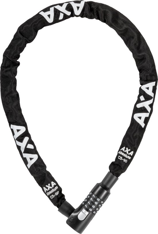 AXA Absolute 5 Kettingslot - Slot voor Fietsen - Code - 90 cm lang - 5 mm - Zwart