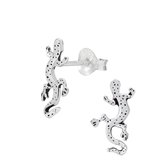 Joy|S -Zilveren Hagedis oorbellen 7 x 14 mm geoxideerd