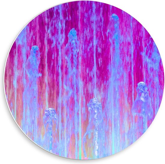 Forex Wandcirkel - Blauwe en Roze Abstracte Kunst - 50x50cm Foto op Wandcirkel (met ophangsysteem)