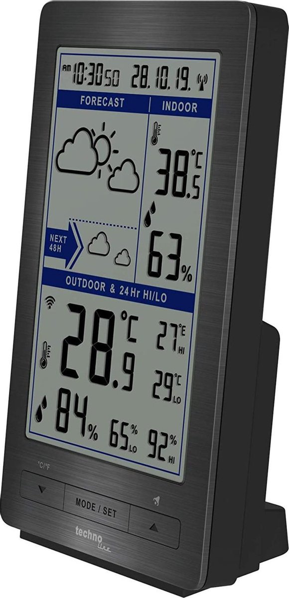 ADE Grote digitale radiogestuurde wekker met zeer grote cijfers | tafelklok met 2 wektijden kalender weekdag | wandklok met temperatuur & vochtigheid | zwart ADE Grote digitale radiogestuurde wekker met zeer grote cijfers | tafelklok met 2 wektijden kalender weekdag | wandklok met temperatuur & vochtigheid | zwart