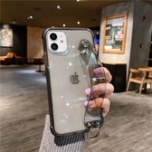 iPhone 11 Hoesje Zwart Siliconen met Plastic Strap