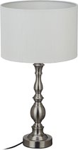 Relaxdays tafellamp slaapkamer - nachtlampje volwassenen - E27 fitting - vintage lamp - zilver