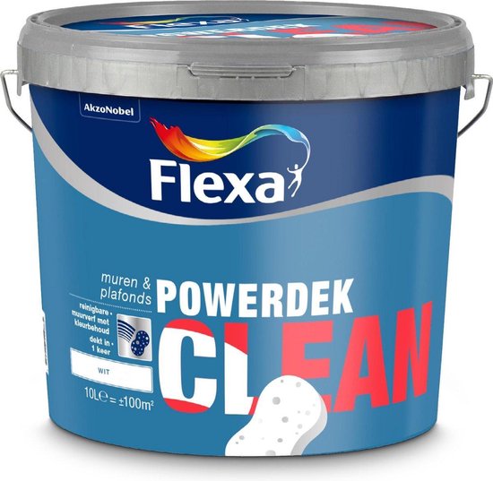 Flexa Powerdek Clean - Muren & Plafonds - Reinigbare - Wit 10 liter | bol.com