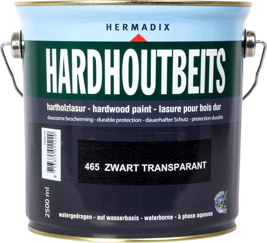 pack Aanhoudend Regenachtig Hermadix Hardhout Beits - 2,5 liter - 465 Zwart Transparant | bol.com