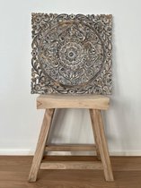 Flowee Houten Mandala - Whitewash met goud - Small 60x60 - Wanddecoratie - Wandpaneel