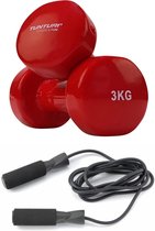 Tunturi - Fitness Set - Vinyl Dumbbell 2 x 3 kg - Springtouw