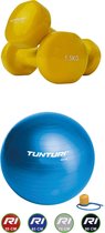 Tunturi - Fitness Set - Vinyl Dumbbell 2 x 1,5 kg  - Gymball Blauw 65 cm