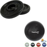 Tunturi - Fitness Set - Halterschijven 2 x 0,5 kg - Gymball Zwart 75 cm
